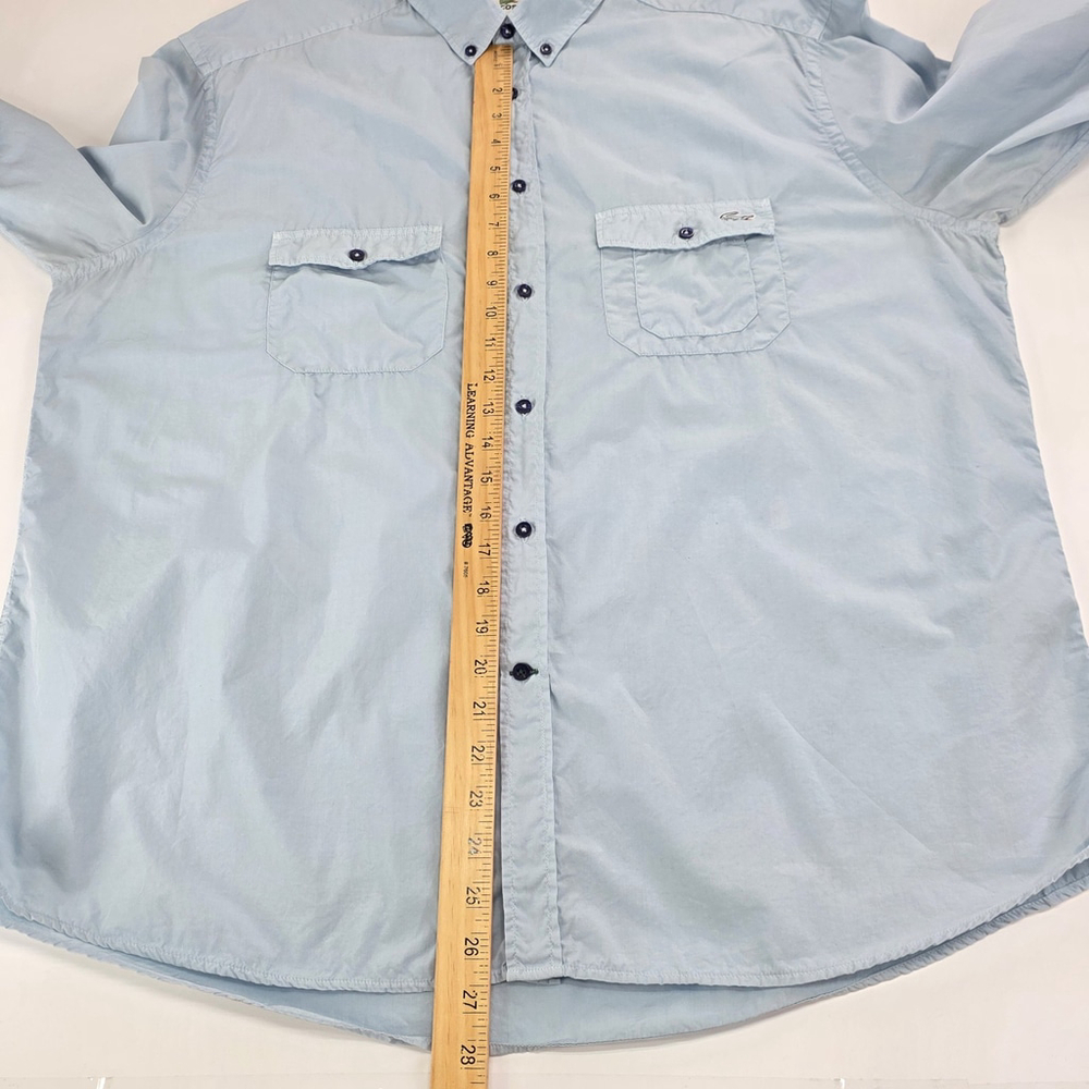 Lacoste Modern Fit Button Down Shirt Mens 46 Blue Cotton Long Sleeve... - Picture 15 of 16